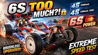 WLtoys 104001 6S Speed Test! 2050KV Brushless, 120A ESC & Hot Asphalt Road Racing Madness! ππ₯π±β‘
