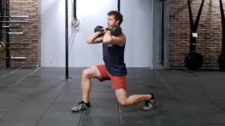 Kettlebell rack split stance half squat isometric