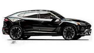 How To Draw a Realistic Car - Lamborghini Urus - Step by Step Tutorial - Drawing Made Easy