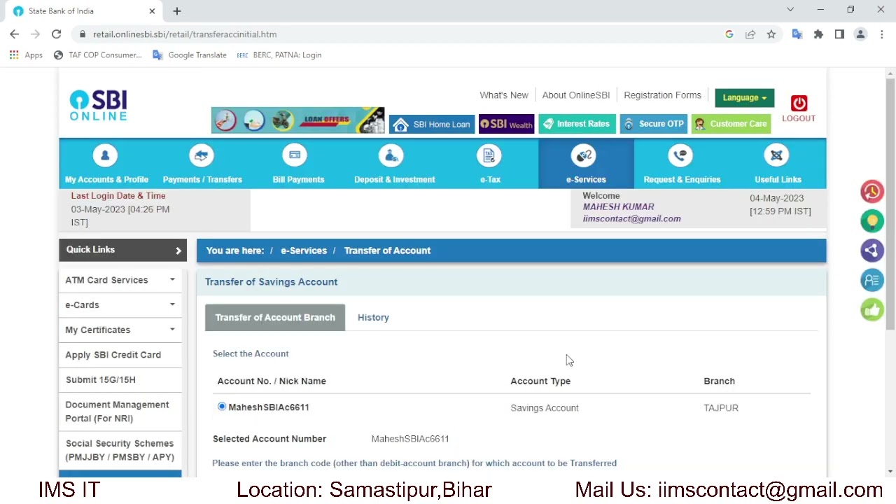 Online SBI Account Transfer Change Home Branch Important Info YouTube Online SBI Account Transfer Change Home Branch Important Info YouTube