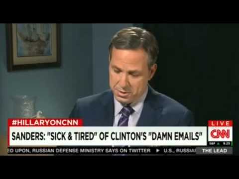 Hillary Clinton laughs when Jake Tapper asks about her email server