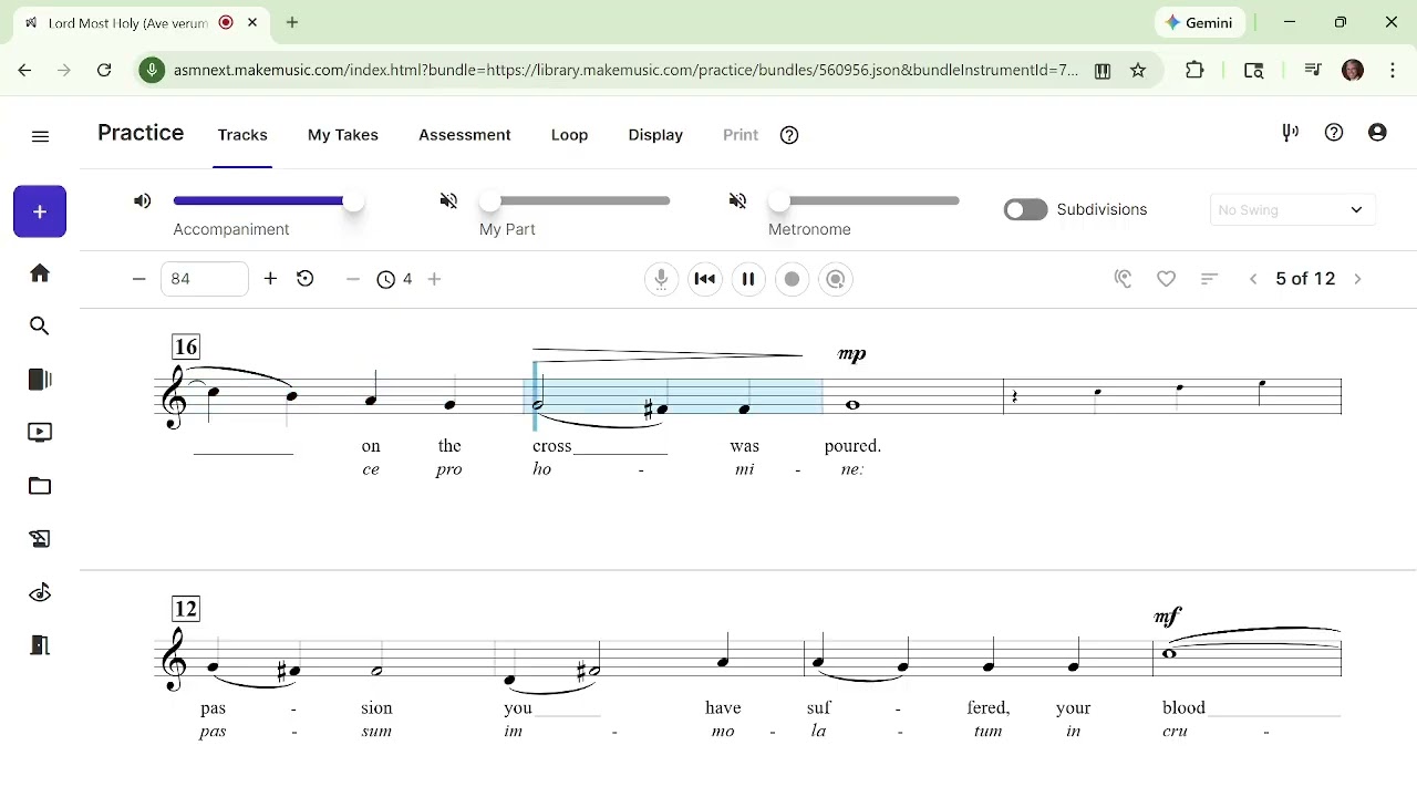 Ave Verum Corpus, Mozart Med Low WITHOUT Melody