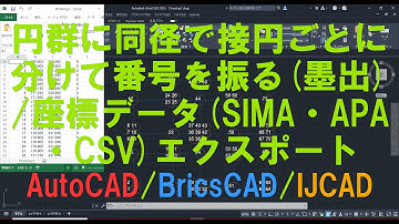 円群を同径で接円ごとに分けて番号を振る(墨出し)/座標データ(SIMA・APA・CSV)エクスポート AutoCAD/BricsCAD/IJCAD