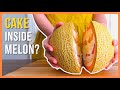 Amazing fruit cake inside the melon  melon cake recipe