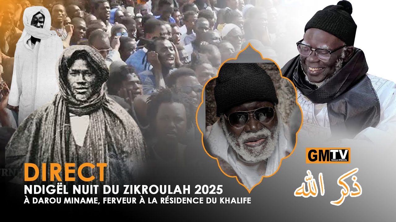 🛑En Direct  | Ndigël Nuit du Zikroulah 2025 à Darou Miname, Ferveur à la Résidence du Khalife