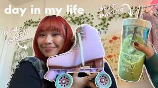 🛼 day in my life vlog | unboxing my new rollerskates, my matcha recipe, &amp; organizing  my notion