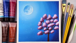 Moonlit Tree | Easy Acrylic Painting Idea for Beginners | Step by Step #69 by Cheloc Arts 381 views 8 months ago 5 minutes, 19 seconds