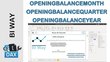 DAX Language - OPENINGBALANCE MONTH, QUARTER and YEAR Functions in Power BI