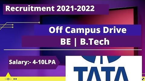 TATA Technologies Off Campus Drive For 2022 Batch | TATA Recruitment 2021 | TATA Hiring 2022 Batch
