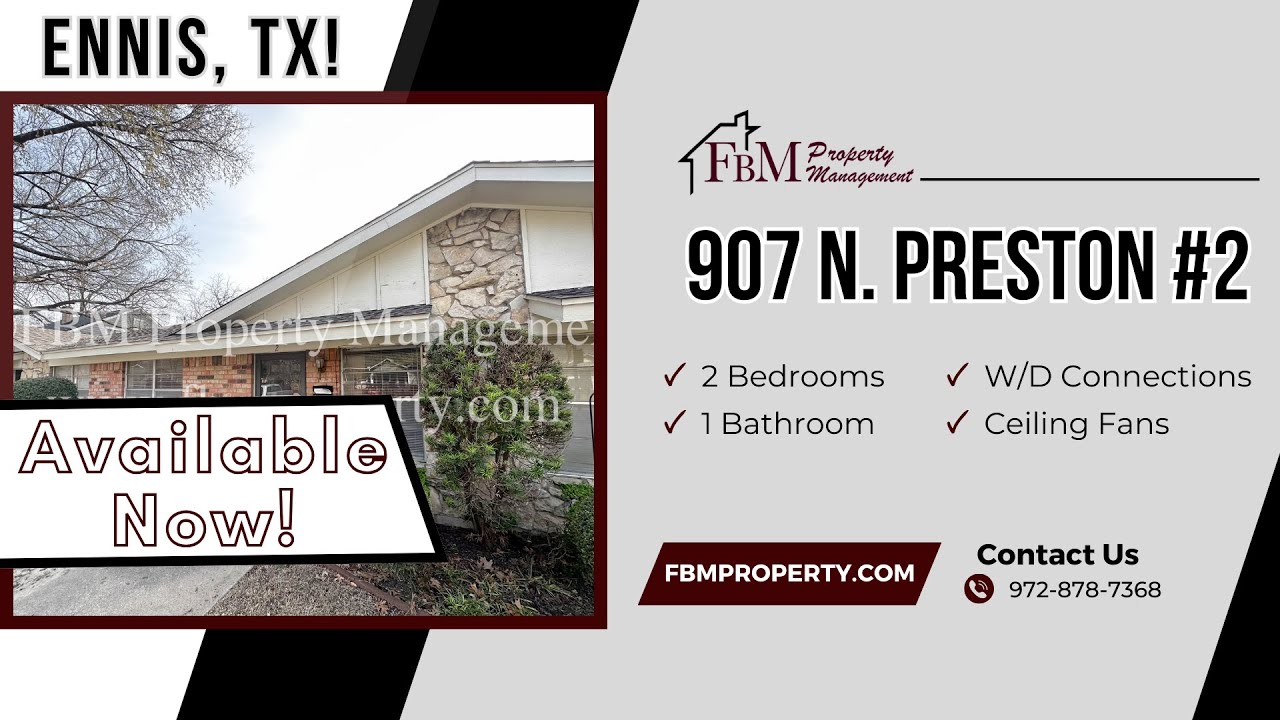 907 Preston 2 Cozy 2 Bedroom, 1 Bathroom Apartment Home in Ennis, TX