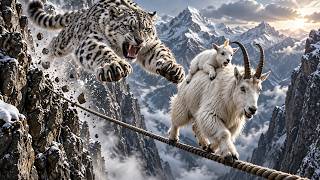 Snow Leopard Hunting Mountain Goat and Her Injured Kid - Only One Rope Out | Wildlife Documentary screenshot 5