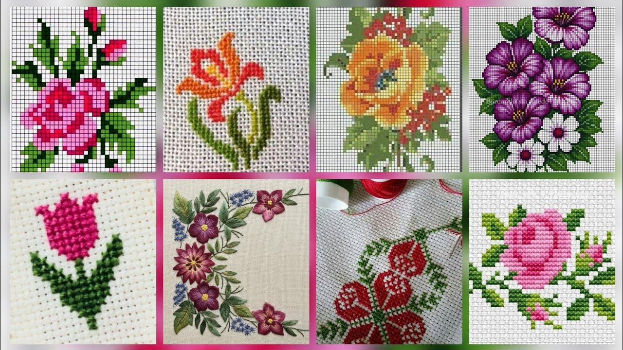Топ-100+ потрясающих и элегантных схем для вышивки крестом с цветочными мотивами || Идеи для всег...