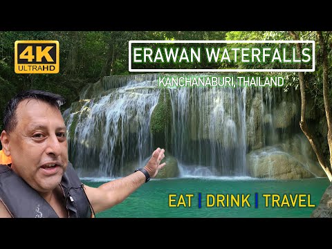 Erawan Falls. Best Waterfalls near Kanchanburi Thailand.