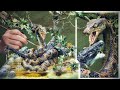 How to make diorama giant python anaconda attack crocodile in amazon rainforest