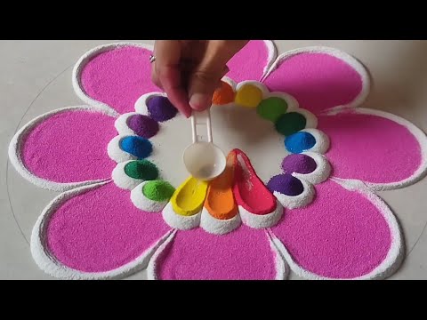 Relax with a Satisfying Sand Rainbow Colors Design Rangolis | Easy Step-by-Step Tutorial for Diwali