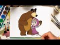 Masha And The Bear Coloring Book Pages How To Draw Learn Colors With Masha And The Bear