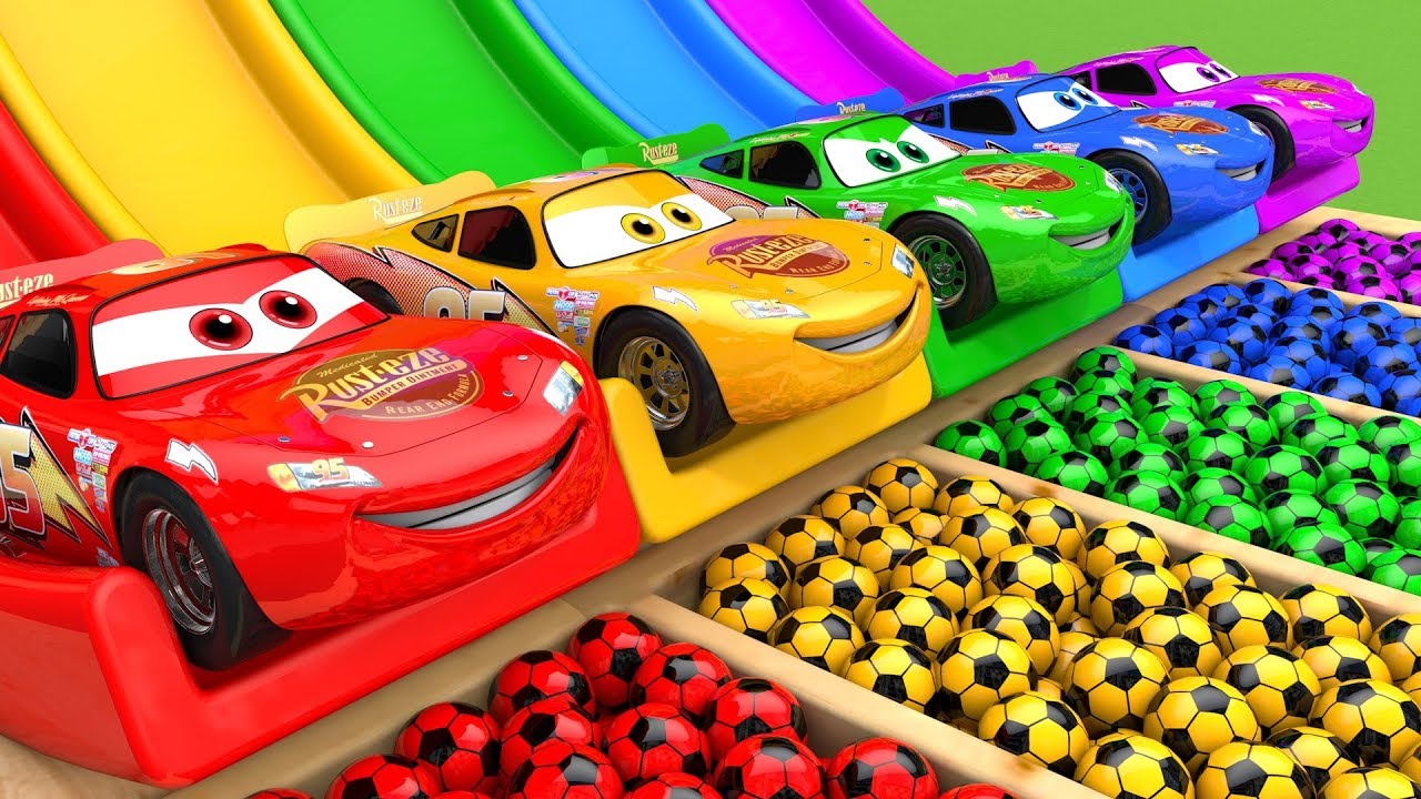 صورة فيديو : McQueen Car Assembly Surprise Soccer Ball | Street Vehicle with Learn Colors for Kids