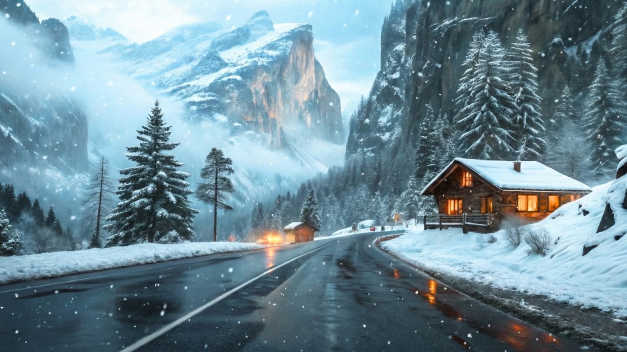 Проезжая через сильные снегопады в швейцарских Альпах | Швейцария 4K