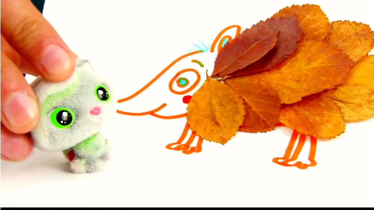 Поделки: Аппликация ёжика из осенних листочков