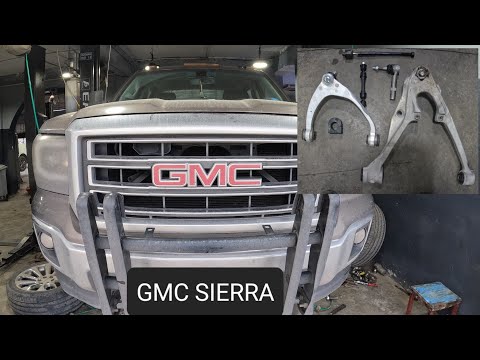 replacing upper and lower arms – tie rod end – sway bar bushing and links . GMC sierra #gmc #sierra