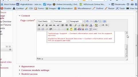 Creating Webpages using Moodle LMS