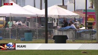 Preparations begin early Tuesday at Bayfront Park for Fourth of July celebration