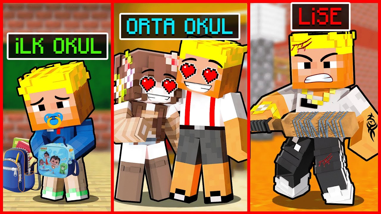 ZAVALLI EFEKANIN OKUL HAYATI ( İLKOKUL-ORTAOKUL-LİSE) 😂 - Minecraft