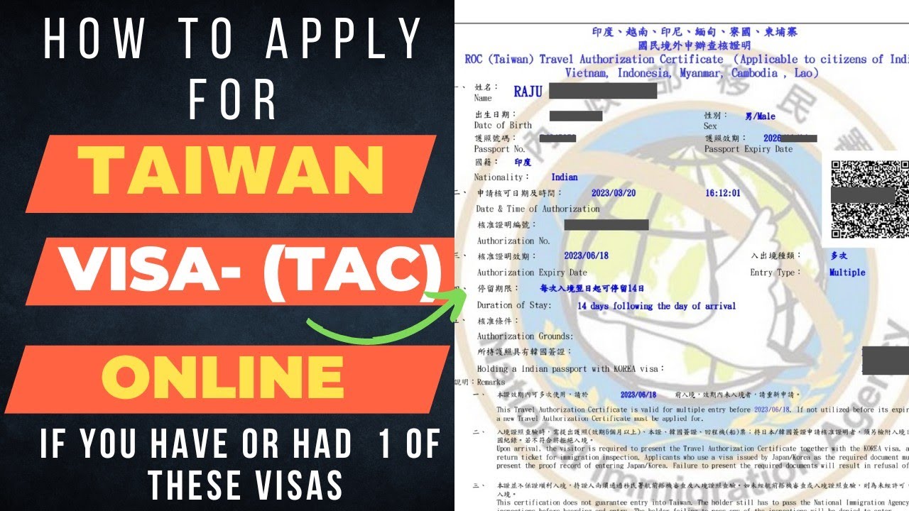 how to get taiwan tourist visa from india