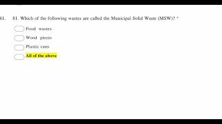 MCQ paper on Solid Waste Managementt For AKTU part 3