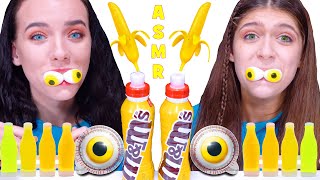 ASMR Yellow food Mukbang (Nik-l-Nip, Jelly Banana, Jello Shooter, Candy Race)