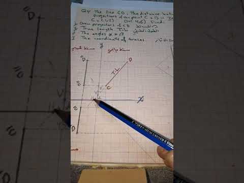 إسقاط الخط المستقيم الوجهي في الهندسة الوصفية جزء ٧