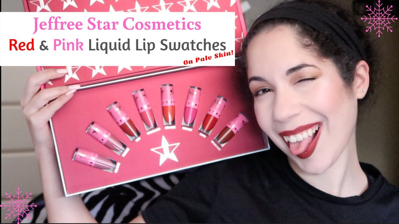 Jeffree Star Cosmetics Red & Pink Liquid Lip Swatches on Pale Skin | JSC Velour Liquid Lip Review