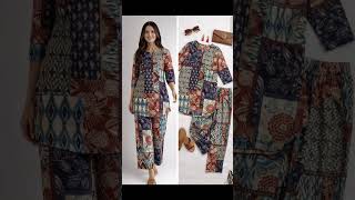 two piece printed suit design  #dress #bridalfashion #fashiondres #ytshorts #ladiesdress #flowydress