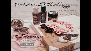 Mixed media canvas with Prima transfers and Finnabair products | Facebook live recording