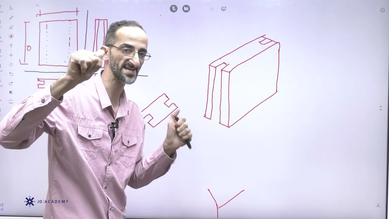 جو أكاديمي الرسم الصناعي / نجارة وديكور الأستاذ عمر الطوباسي حصة تأسيس جزء (2)