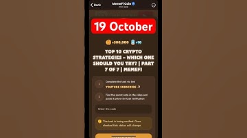 MemeFi YouTube video code today 19 October | MemeFi YouTube video secret code today | #crypto