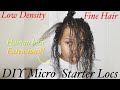 DIY Starter Micro Loc Journey | Two Strand Twist| Human Hair Extension| Low Density Fine Hair