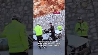 Milas Bodrum Yolunda Feci Kaza İstinat Duvarına Çarpan Araç Hurdaya Döndü 1 Yaralı Ğla