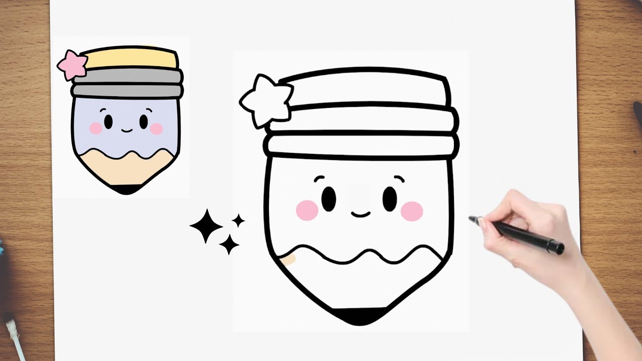 How to Draw a Cute Pencil | Easy Step by Step Drawing Tutorial for ...