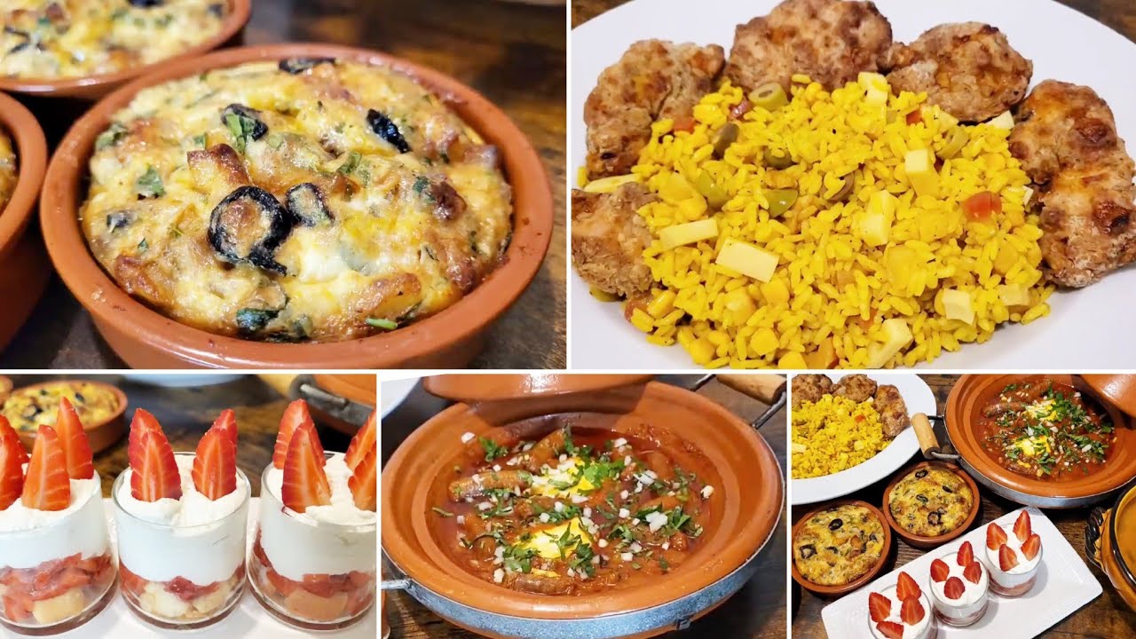 طاولة أو دبارة رابع يوم رمضان⭐🌙 سلاطة روز مع دجاج باني  و عجة بالمرقاز فيرين بالفراز مع طاجين تن