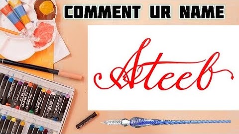 Ateeb Name Signature Calligraphy Status | How to Draw, Cursive Calligraphy with Cut Marker