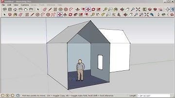 SketchUp: Simple House with Rectangle, Move, Push/Pull, Line and Delete