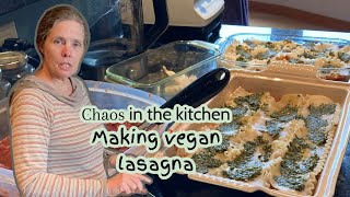 Chaos in the kitchen: Making vegan lasagna even a meat eater will love! #vegan #healthyfood #tofu