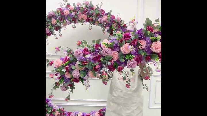 Purple Rose Arch Decor Hang Flower Row Arrangement Event Wedding Backdrop Props #floraldesign #DIY