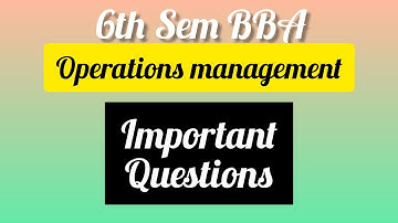 Operations Management/5th BBA/Important