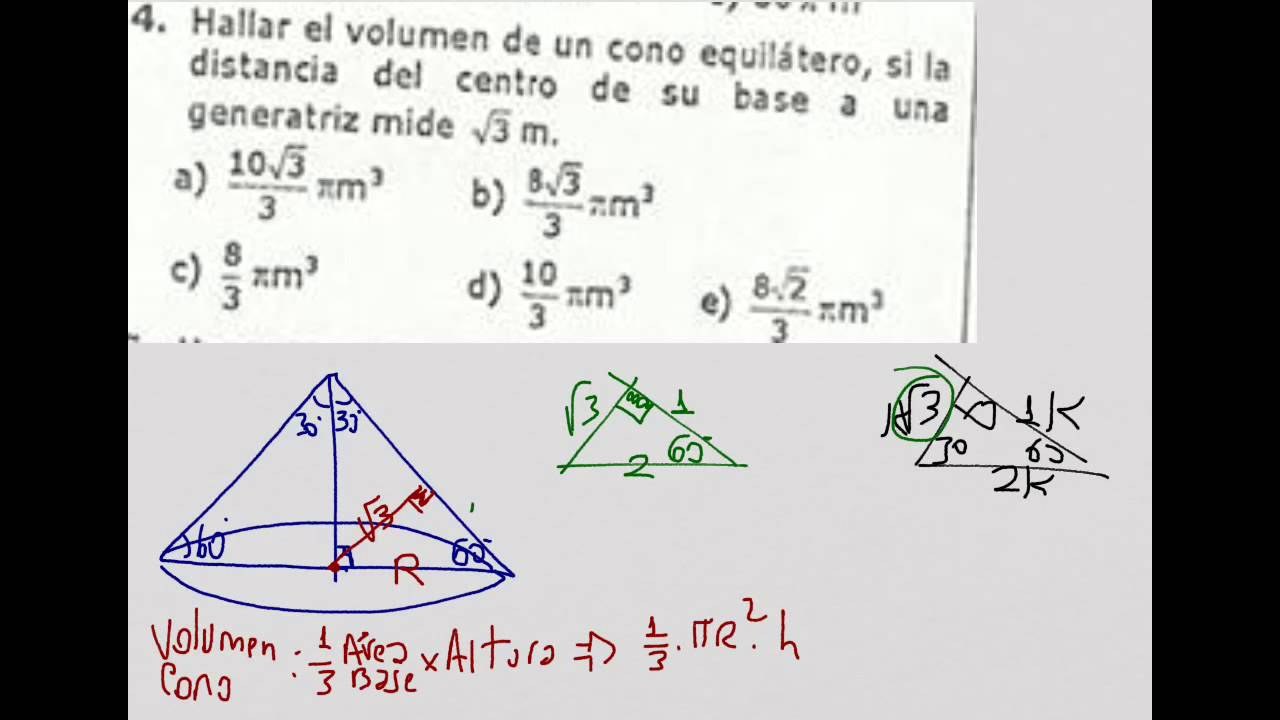 enseñarte Volumen de Cono equilátero