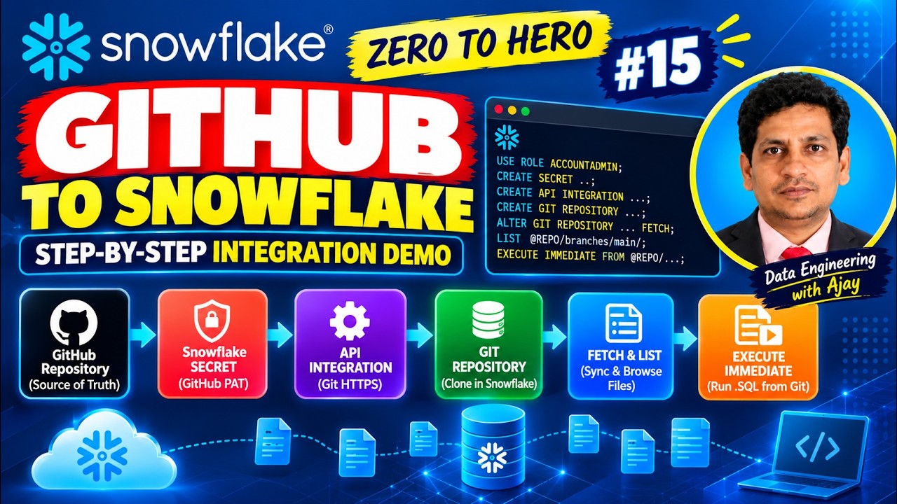 Snowflake GitHub Integration Tutorial | Connect, Fetch & Execute SQL ...