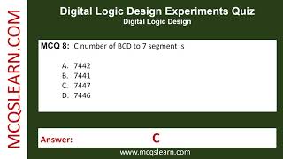 Digital Logic Design Experiments Quiz Questions Answers | DLD Experiment Notes | Ch 7 PDF Quiz | App