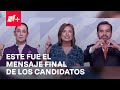 Las candidatas y el candidato presidencial dieron un mensaje final tras el Tercer Debate