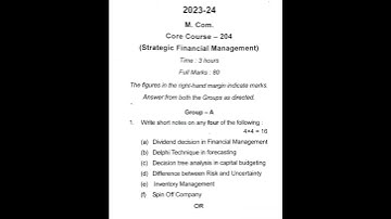 Strategic financial management